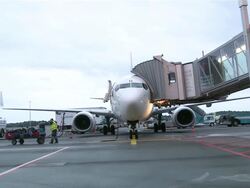 WS Airplanes at airport / Airport Luxembourg-Findel, Luxembourg Stock Footage