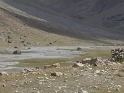 Pull Back Shot Mountains Lhasa Tibet China Stock Footage