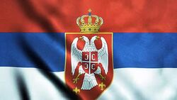 looping Serbian flag with texture and shine Stock Footage