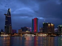 WS Skyline of Ho Chi Minh City at night / Ho Chi Minh City, Vietnam Stock Footage