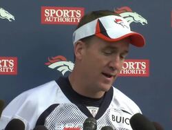 Peyton Manning prepares for Patriots and Tom Brady Stock Footage