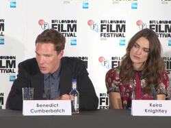 INTERVIEW - Benedict Cumberbatch on working with Allen Leech at The Imitation Game Press Conference Stock Footage