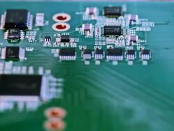 Mssing quartz resonator manual instalation on circuit board after smt Stock Footage