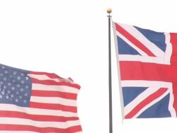 American and Great Britain Flags Stock Footage