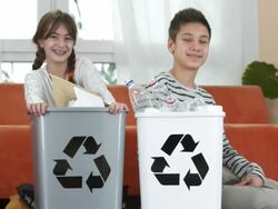 HD DOLLY: Kids Recycling Stock Footage