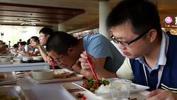 Huawei employees eating lunch News Clip