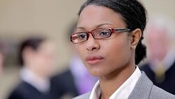 Lawyer listening to colleague at courthouse Stock Footage