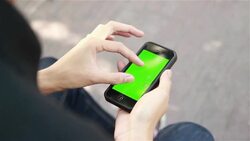 Man Using Tablet PC with Green Screen outdoor Stock Footage