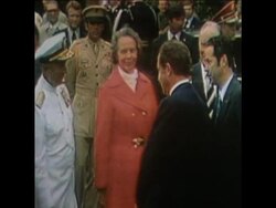 SYND 18 6 73 NIXON WELCOMES BREZHNEV AT WHITE HOUSE News Clip