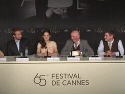 INTERVIEW: Jacques Audiard on how he achieved disability of Marion Cotillard's character at the De Rouille et D'os (Rust & Bone) Press Conference: 65th Cannes Film Festival on May 17, 2012 in Cannes, France (Footage by WireImage Video/Getty Images) Stock Footage