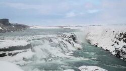 HD Time-lapse: Gulfoss Golden Falls waterfall Iceland in winter Stock Footage