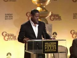 SPEECH: Blair Underwood announces the 68th Annual Golden Globe Awards nominees at the 68th Annual Golden Globe Awards Nominations at Beverly Hills CA. (Footage by WireImage Video/GettyImages) Stock Footage