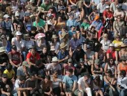 L/S Pan spectators Stock Footage