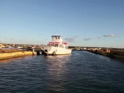 Mozia (Motya), sailnig in the canal to island of Mozia Stock Footage