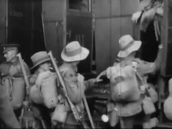 WWI - New Zealand Soldiers Board Train On Their Way to Battle of Arras Stock Footage