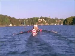 MS team of eight women in rowing boat, Australia Stock Footage