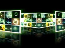 multiple screens of various media content HD Stock Footage