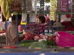 Food Market Stalls & Customers in Kuala Lumpur News Clip