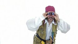 Pirate looking at the horizon with binoculars. Stock Footage