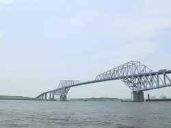 Tokyo gate bridge,view from ship Stock Footage