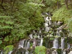 MS Shot of Waterfall / Fukashima, Tohoku, Japan Stock Footage