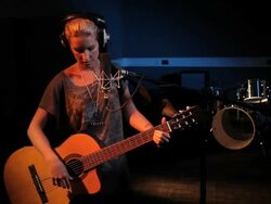 Female performing in recording studio Stock Footage
