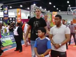 Zach LaVine, Kel Mitchell, Benjamin Flores, Jr. at NICKELODEON HOSTS BASKETBALL TRYOUTS FOR KIDSâ€™ CHOICE SPORTS 2015 â€œTRIPLE SHOT CHALLENGEâ€ Stock Footage