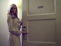 Sexy woman opens door Stock Footage