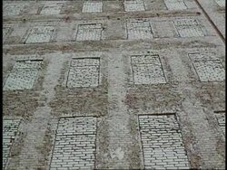 Bricks seal windows in East Germany to separate part of Berlin from West Germany. Stock Footage