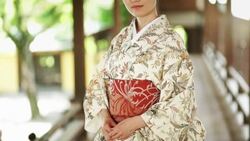 Kimono-wearing Girl in Traditional Japanese Building Stock Footage