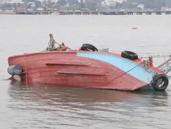 Fishing boat capsize. Stock Footage