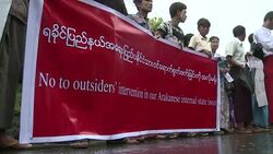 CLEAN : Protest in Myanmar Rakhine state ahead of ex-UN chiefs arrival News Clip