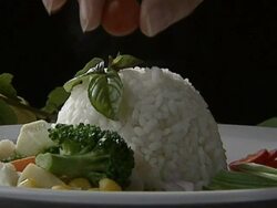 Rice with vegetable on plate Stock Footage