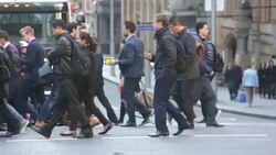 Winter Shopping and Commuter Crowds in Sydney Stock Footage