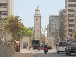 WS View of Landmark Old Fort Lighthouse Clock Tower / Colombo, Western Province, Sri Lanka Stock Footage