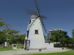WS View of traditional windmill with trees in background / Perth, Western Australia, Australia Stock Footage