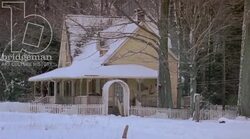 Static shot of a country home in the countryside by day in the snow, clip 3 Stock Footage