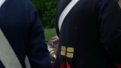 Revolutionary war officers preparing canon Stock Footage