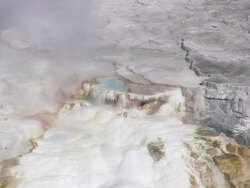 CU Shot of steam coming through Mammoth Springs / Wyoming, United States Stock Footage