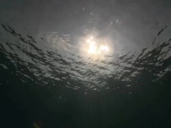 Light through sea surface at night, Vaavu Atoll, The Maldives Stock Footage