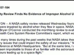 NASA is set to release results of an internal investigation into whether a couple of astronauts were drinking heavily just before launch, but no one expects new details to emerge. News Clip
