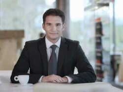 HD DOLLY: Portrait Of A Businessman At The Cafï¿½ Stock Footage