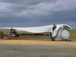 MS TS Shot of Turbine blade arriving on truck / Macarthur, Victoria, Australia Stock Footage