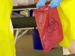 Training to care for Ebola patients Stock Footage