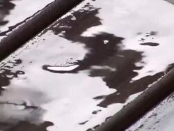 End of the downpour; drops on teak deck floor Stock Footage