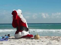 Crazy Santa Beach Stock Footage