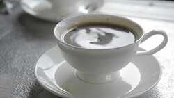 hot coffee in white mug Stock Footage