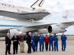 Space shuttle makes last flight before being moved Stock Footage
