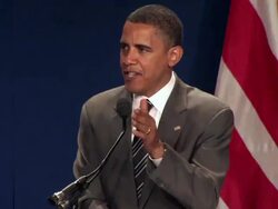 2008 MS US Senator Barack Obama giving speech about essence of American dream at League of United Latin American Citizens (LULAC) convention during campaign for Democratic Party nomination for President on July 8, 2008 / Washington DC, USA / AUDIO Stock Footage