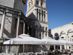Split, Plalace of Diocletian, view of Cathedral of Saint Domnius Stock Footage